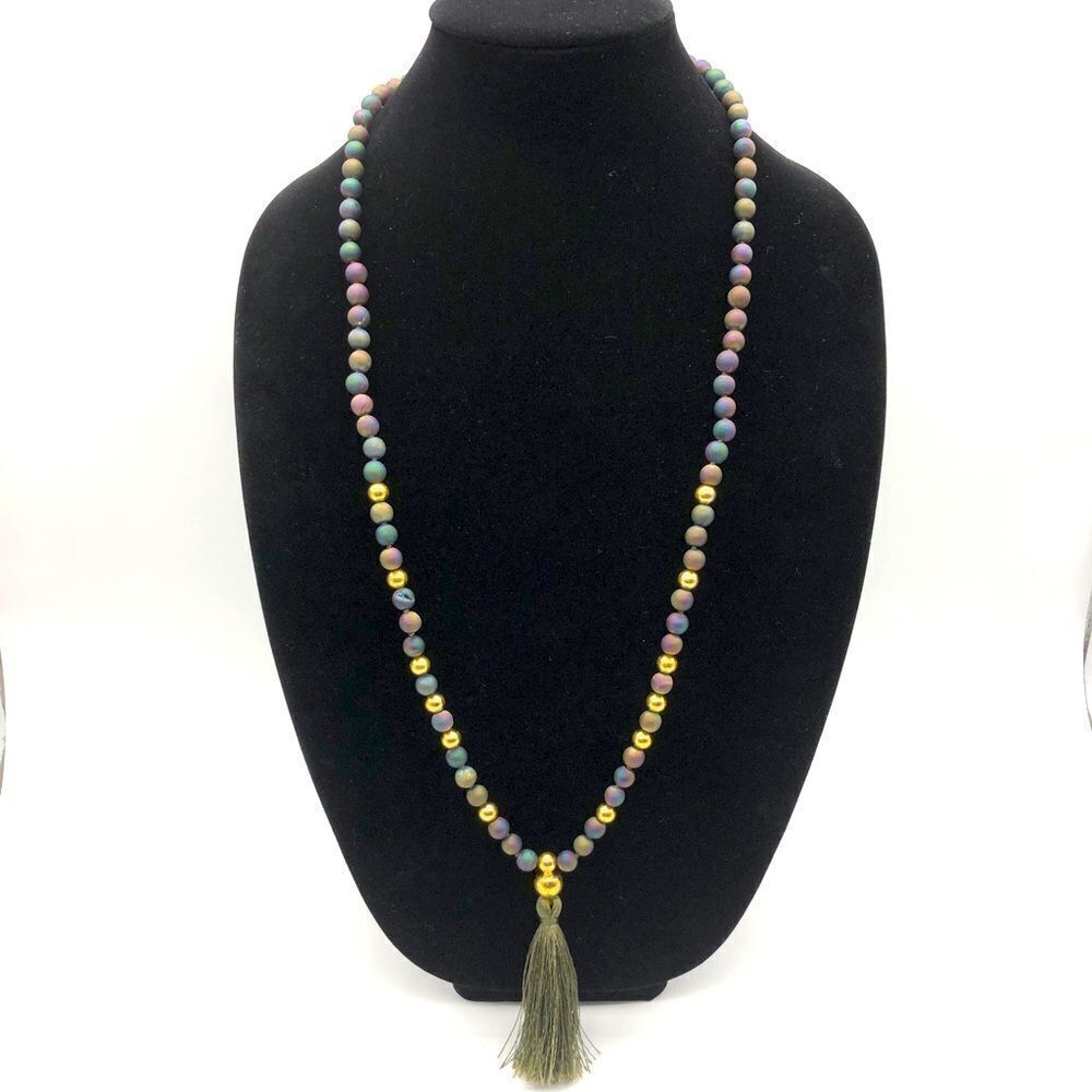 Gorjana Wooden & Gold Tone Beads w/ Silk Tassel